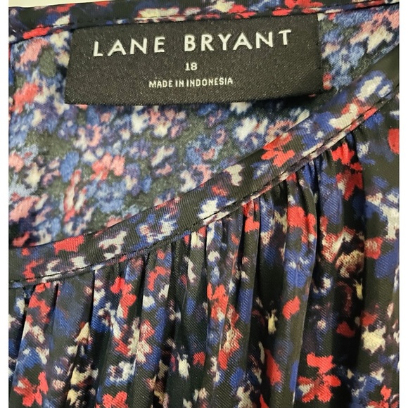 Lane Bryant Purple Floral Long Sleeve Satin Keyhole Dressy Blouse Top 18 1X - Picture 7 of 11